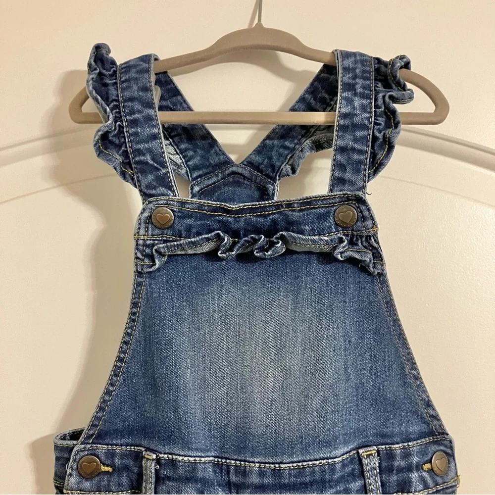 Wonder Nation Girls Denim Overalls Ruffle Details Adjustable Straps Sz‎ 4T